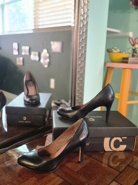 Corso Como Black Leather High Heel Pumps